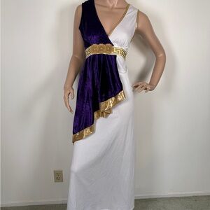 Greek goddess purple velvet gold Halloween costume